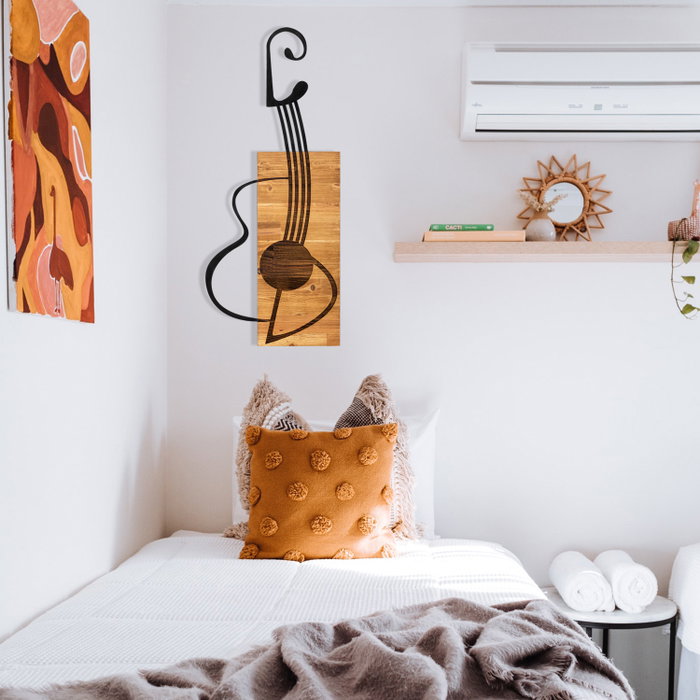 Wallity Gitar Escultura de pared Negro y Nogal